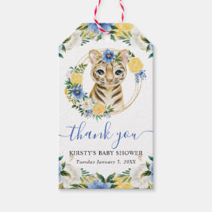 Étiquettes-cadeau Aquarelle Cute Jungle Tiger Baby shower Floral