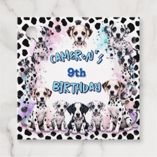 Étiquettes Cadeau Aquarelle Dalmatie Chiot fête d'anniversaire