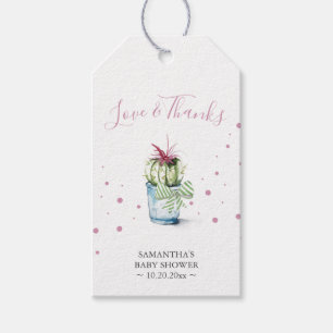 Étiquettes-cadeau Aquarelle de Cactus rose mou