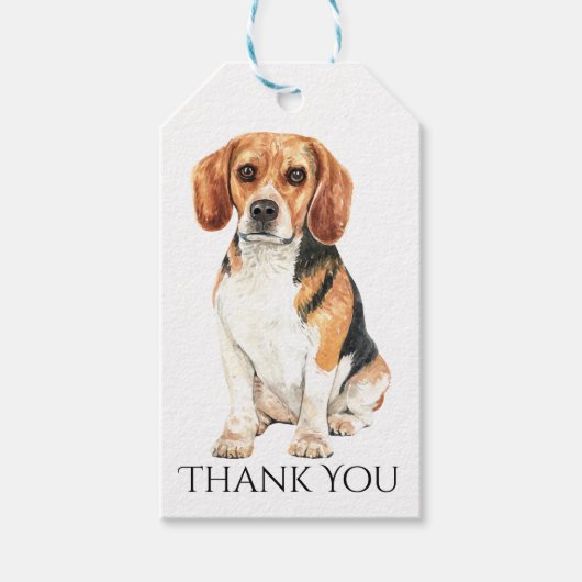 Étiquettes-cadeau Aquarelle de chien chic mignon Beagle Merci (Devant)