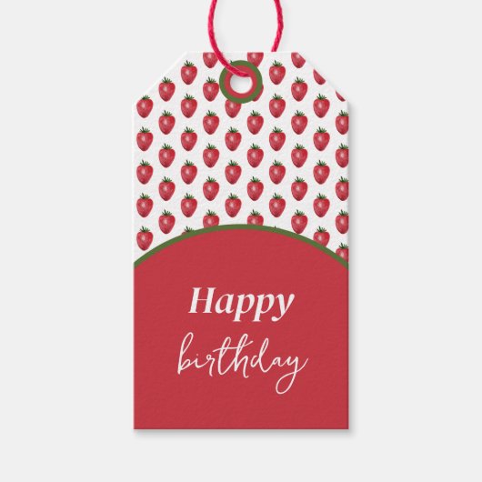 Étiquettes-cadeau Aquarelle de fraises peinte à la main sur Blush (Devant)