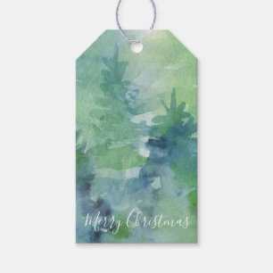 Étiquettes-cadeau Aquarelle de Noël de Noël Pins Abstraits