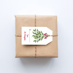 Étiquettes-cadeau Aquarelle de Noël Joyeux Mistletoe mignonne<br><div class="desc">Merry Mistletoe aux baies blanches attachées dans un ruban rouge niché au-dessus d'une porte attendant que ceux qui se tiennent en dessous. Un design simple et joli qui représente un tag de Noël simple et classique. ce design présente Noël aquarelle rouge moderne, élégant joli joli joli joli joyeux, mistletoe blanc...</div>