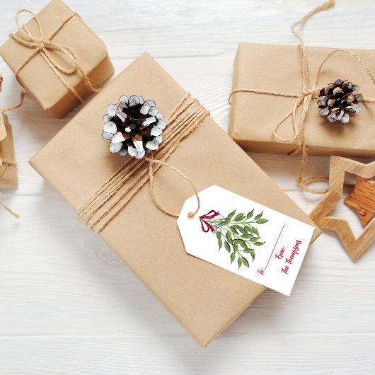 Étiquettes-cadeau Aquarelle de Noël Joyeux Mistletoe mignonne