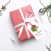 Étiquettes-cadeau Aquarelle de Noël Rouge Holly Berries Simple