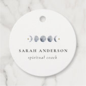 Étiquettes Cadeau Aquarelle de phase de lune céleste grise simple (Devant)