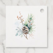 Étiquettes Cadeau Aquarelle de pin cône d'hiver Berry Noël (Dos)