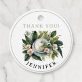 Étiquettes Cadeau Aquarelle de thé vert rose simple (Devant)