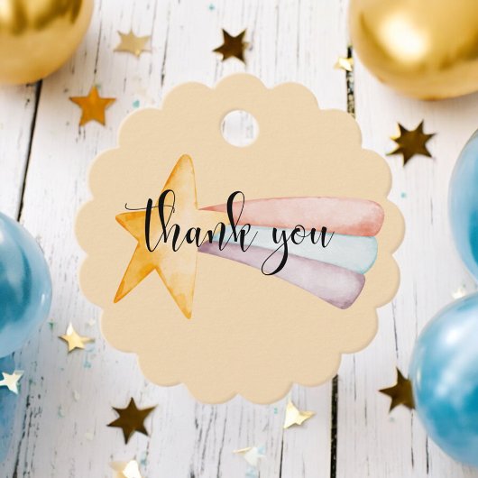 Étiquettes Cadeau Aquarelle de tir Star & Rainbow Tail Merci