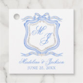 Étiquettes Cadeau Aquarelle Designer Blue Monogram Crest (Devant)