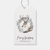 Étiquettes-cadeau Aquarelle d'hiver Deer Wreath Noël (Devant)