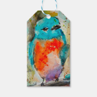Étiquettes-cadeau Aquarelle d'oiseau bleu