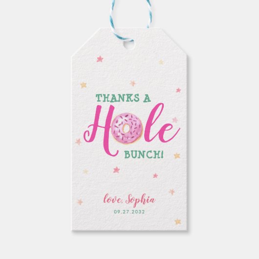 Étiquettes-cadeau Aquarelle Donuts Merci Un Trou De Merci (Devant)