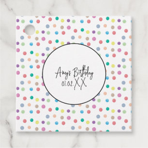 Étiquettes Cadeau Aquarelle Dots Peint à la main coloré Anniversaire