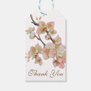 Étiquettes-cadeau Aquarelle douce rose orangé fleurs de printemps