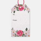 Étiquettes-cadeau Aquarelle Doux rose blanc Roses Merci (Dos)