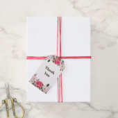 Étiquettes-cadeau Aquarelle Doux rose blanc Roses Merci (Avec de la ficelle)