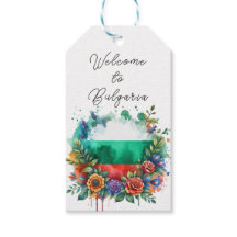 Aquarelle Drapeau bulgare Fleur Wreath Bienvenue