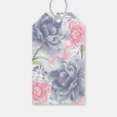 Étiquettes-cadeau Aquarelle Dusty Blue et rose Fleurs Mariage (Dos)