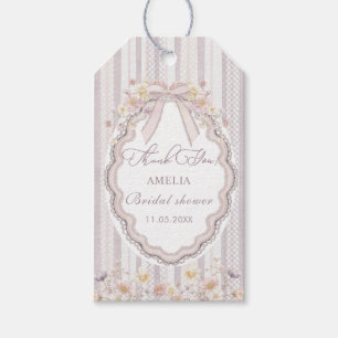 Étiquettes-cadeau Aquarelle Élégant Pastel fleur sauvage nœud dentel