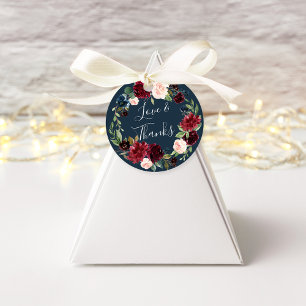 Étiquettes Cadeau Aquarelle en fleur rayonnante Merci Mariage floral