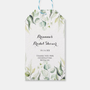 Étiquettes-cadeau Aquarelle Eucalyptus Fête des mariées verte