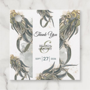 Étiquettes Cadeau Aquarelle Eucalyptus Feuille Mariage vert