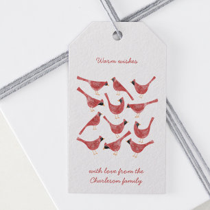 Étiquettes-cadeau Aquarelle Festive Cardinal Bird Personnalisée