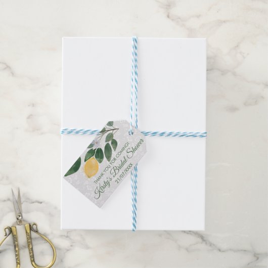 Étiquettes-cadeau Aquarelle Fête des mariées citrons siciliens (With Twine)