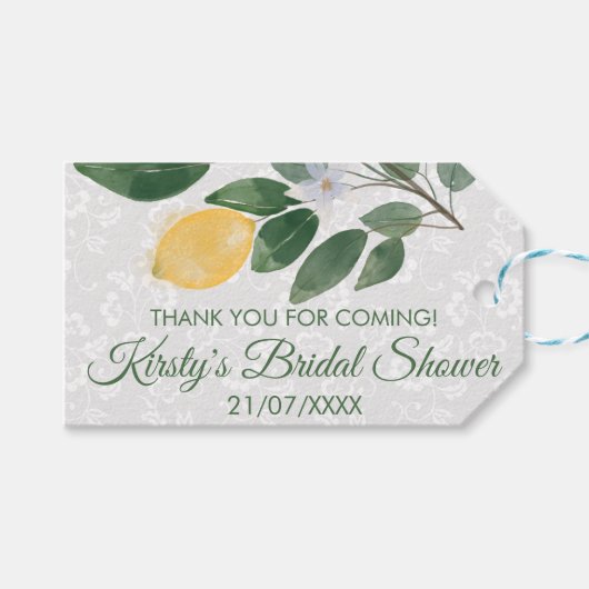 Étiquettes-cadeau Aquarelle Fête des mariées citrons siciliens (Devant (Horizontal))