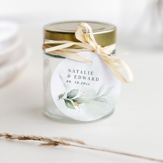 Étiquettes Cadeau Aquarelle feuillage mariage eucalyptus élégant