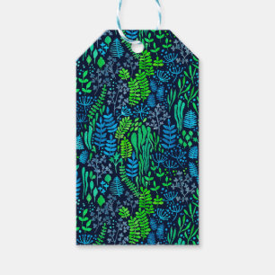 Étiquettes-cadeau Aquarelle fleurie doodles arrière - plan foncé