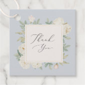 Étiquettes Cadeau Aquarelle fleurs blanches, bleu clair mariage (Devant)