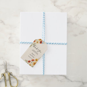Étiquettes-cadeau Aquarelle fleurs boho photo mariage merci