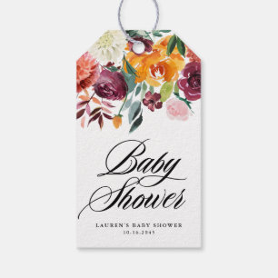 Étiquettes-cadeau Aquarelle Fleurs d'automne Baby shower d'automne
