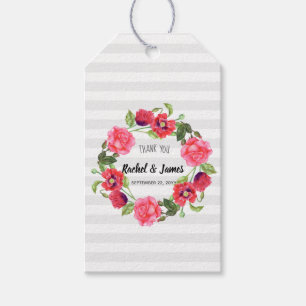 Étiquettes-cadeau Aquarelle Fleurs d'été Merci floral