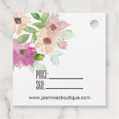 Étiquettes Cadeau Aquarelle Fleurs et rayures (Dos)