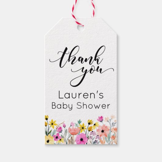 Étiquettes-cadeau Aquarelle Fleurs Merci (Devant)