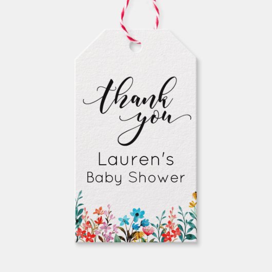 Étiquettes-cadeau Aquarelle Fleurs Merci (Devant)