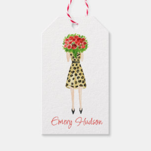 Étiquettes-cadeau Aquarelle Fleurs Mode Fille Cadeau Tags