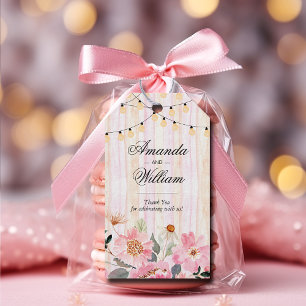 Étiquettes-cadeau Aquarelle Fleurs roses Merci Mariage