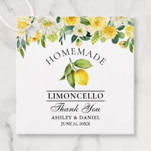 Étiquettes Cadeau Aquarelle Floral Citron Limoncello Carré