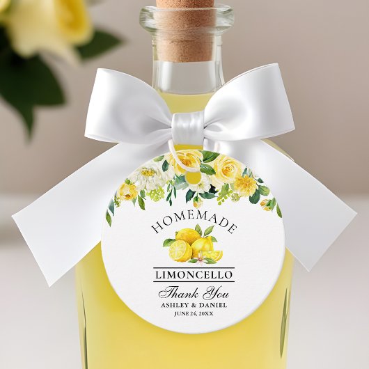 Étiquettes Cadeau Aquarelle Floral Lemons Limoncello Merci