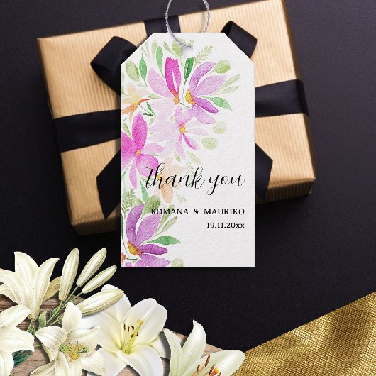 Étiquettes-cadeau Aquarelle florale Boho Monogramme peint à la main