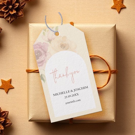 Étiquettes-cadeau Aquarelle florale de Boho bleu romantique