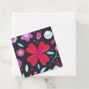 Étiquettes Cadeau Aquarelle florale foncée