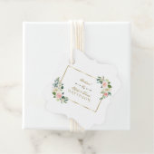 Étiquettes Cadeau Aquarelle Flush Flowers Mariage Gold Navy (En situation)