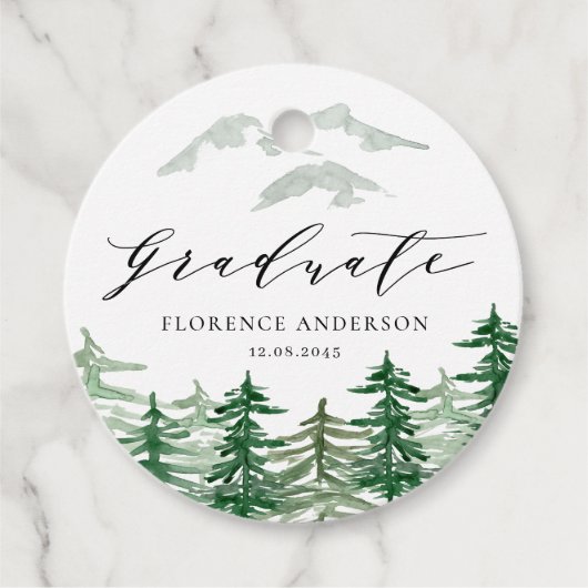 Étiquettes Cadeau Aquarelle Forêt Bois Graduation (Devant)