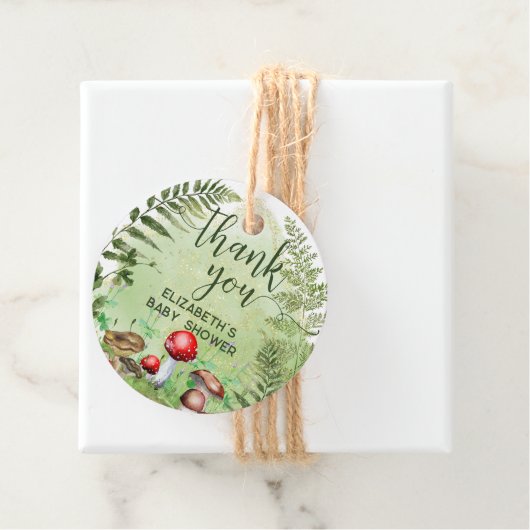 Étiquettes Cadeau Aquarelle Forêt Ferns Champignons Script de verdur (En situation)