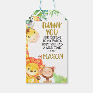 Étiquettes-cadeau Aquarelle Gold Safari Animaux Anniversaire Favoris